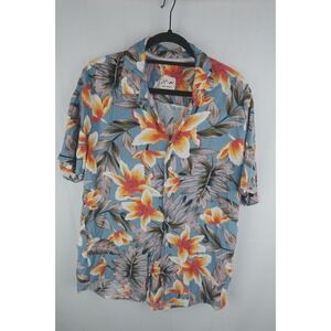 Ratbag Floral Hawaiian Shirt Blue‎ Yellow Tropical Button Up Men's Size Large